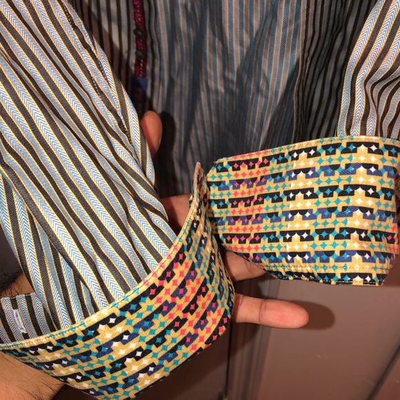 ROBERT GRAHAM Limited Edition Shirt Light Blue With Black & Yellow Stripes - Picture 4 of 11